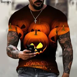 Halloween Pumpkin Lantern Festival Must-have 3D Printing Men’s Shirts Round Neck T-shirts Street Fashion Style Oversized Casual