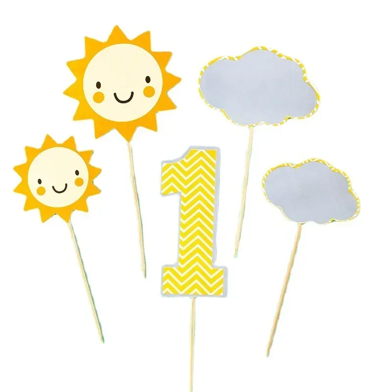 1 St Birthday Party Cake Topper for Happy Kids Clouds Cute Sun Cake Decoration Happy Boy or Girl One Year Baby Shower Cake Decor