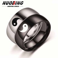 Yin Yang Five Elements Tai Chi Bagua Men And Women's Couple Ring Japanese Anime Role-Playing 8MM Stainless SteelJewelry Gift