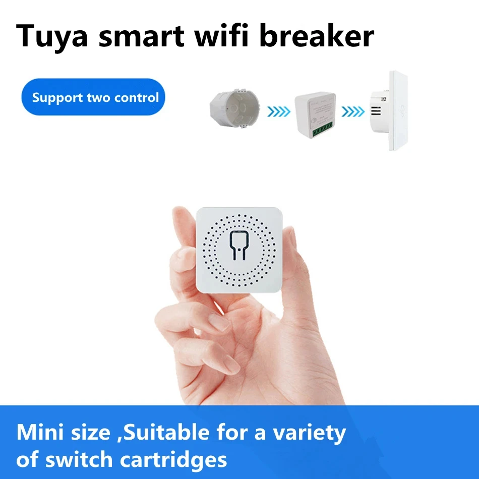 Tuya Mini 16A WiFi Switch Smart Life App 2 Way Control Smart Home Automation Module Interruptor Work for Alexa Google Home