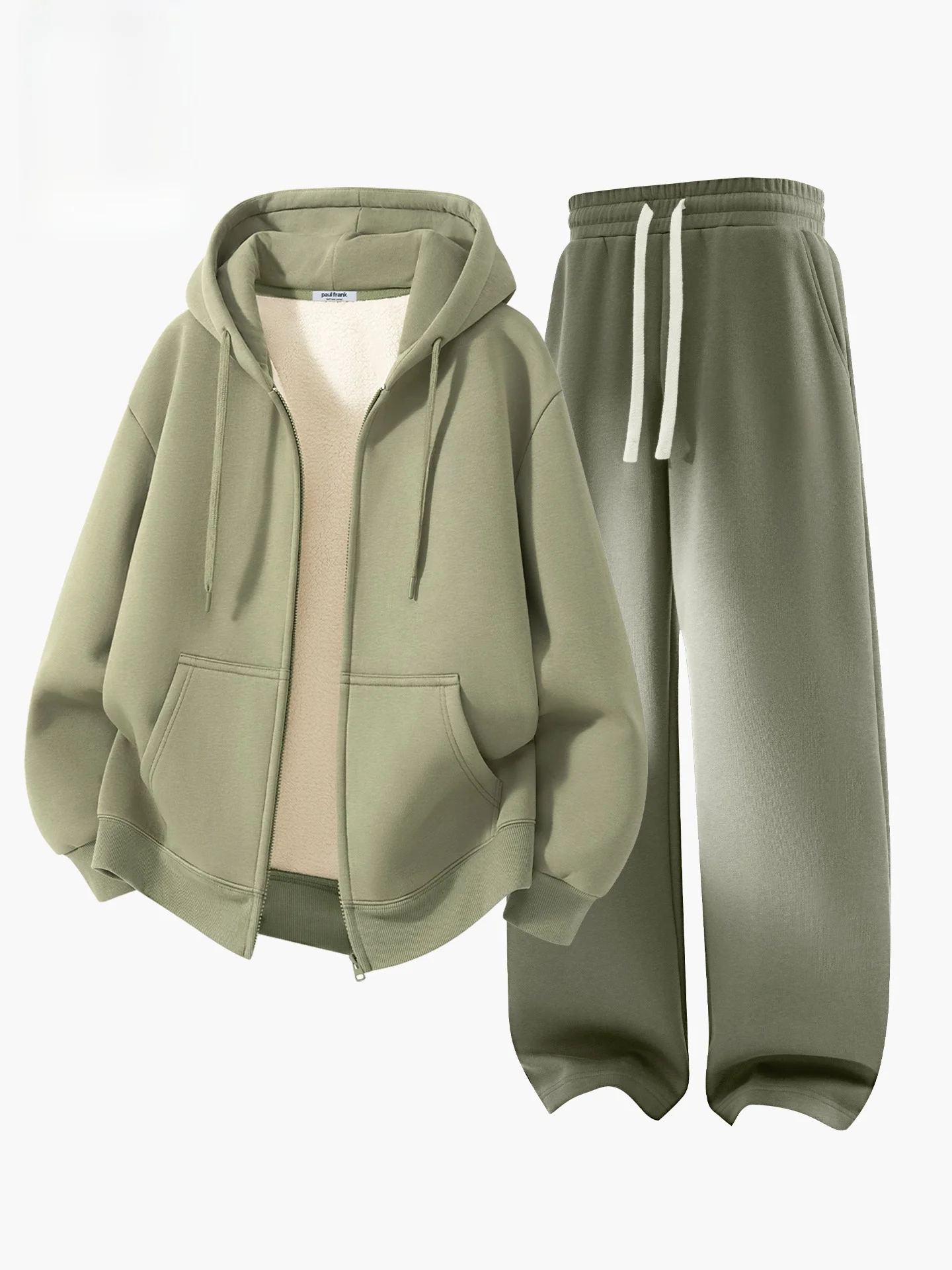 

Thiened Lamb Velvet Sweatirt Set Men's Autumn Winter Warm Outerwear Pants Two-piece Set Casual Sportswear