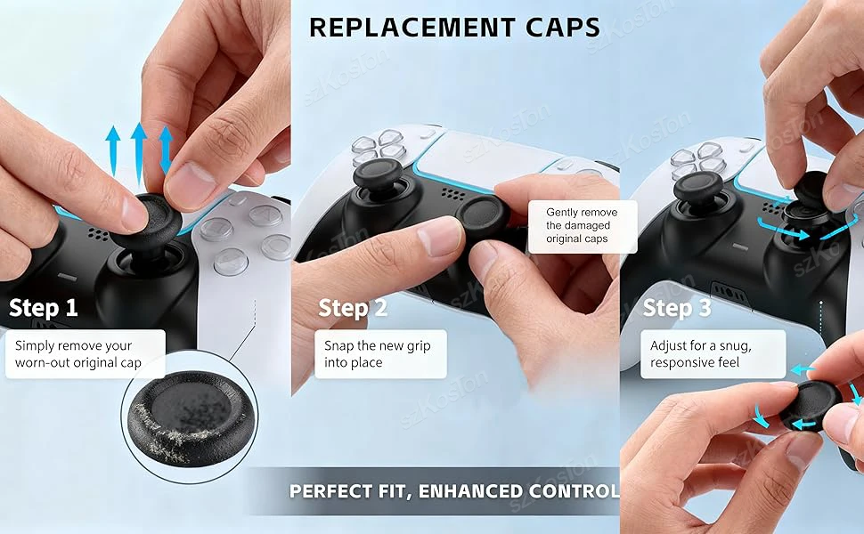 6-8Pcs Joystick Ersatz Grip Caps für PS5/PS4 Controller Anti-Slip Daumen Griffe Kappe reparatur Teil für PS5 Gaming Zubehör – Detail 1