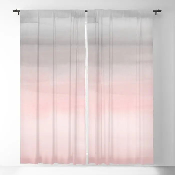 Blushing Pink & Grey Watercolor Blackout Curtains 3D Print Window Curtains For Bedroom Living Room Decor Window Treatments