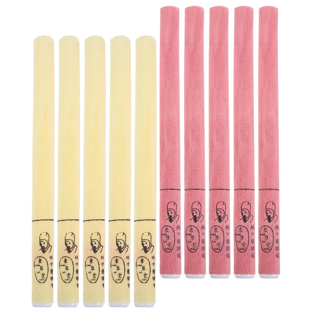 

10 Pcs Red Yellow Moxa Sticks Aromatic Spa Body Tools Lightweight Portable Uniform Slow Burning Moxibustion Accessories
