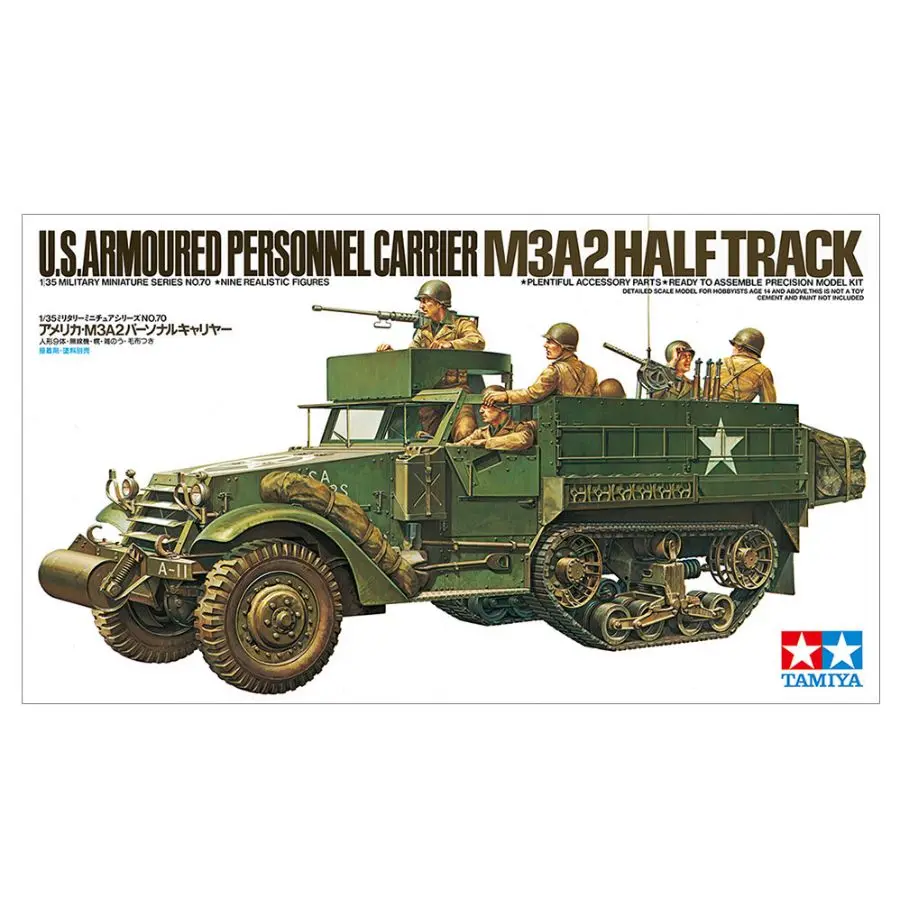 35070 Tamiya 1/35 U.S. Armoured Personnel Carrier M3A2 Half Track Model Kit