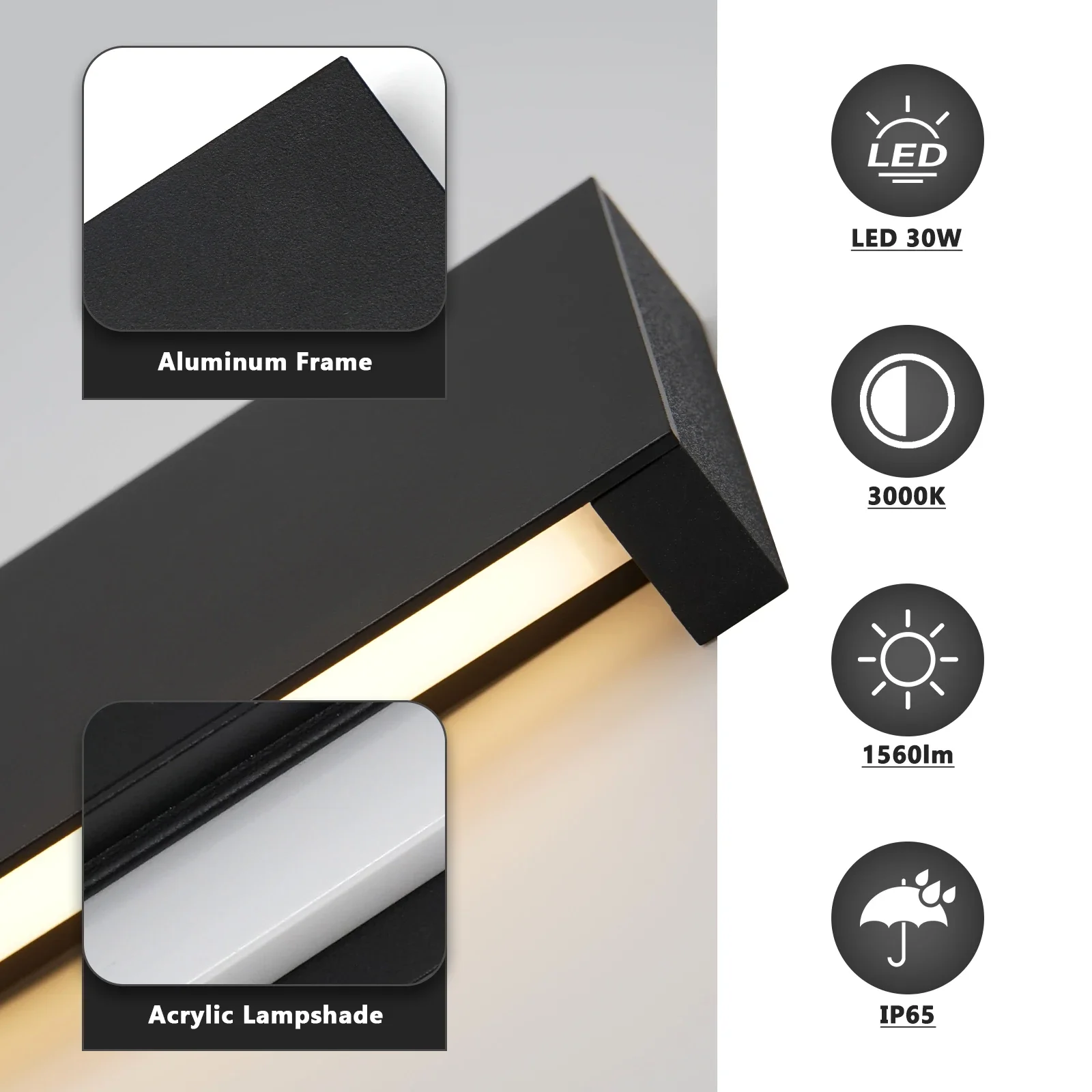 Imagem -04 - Lâmpada Led de Parede Impermeável Moderna 90cm Long Strip Ip65 Wall Lights Luz de Iluminação para Jardim Fence Villa Varanda Home Decor