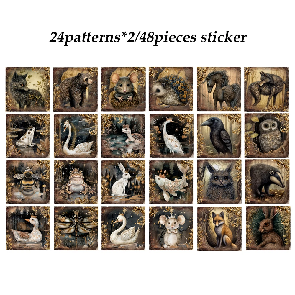 JAIIMAN60pieces(paper and sticker)Forest Lake Animals DIY Moonlight Ephemera Set,Perfect for Harvest Party Flag DIY,Scrapbooking