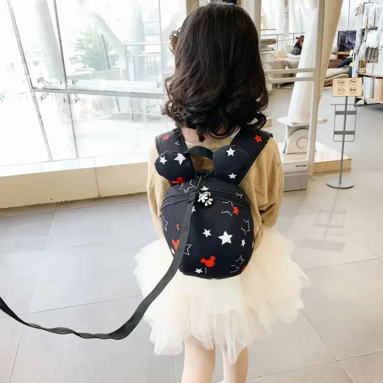 Disney Original Cartoons Children\'s Backpack Mickey Mouse Minnie Kindergarten Baby Cute Anti-lost School Bag New Kids Girls Bag