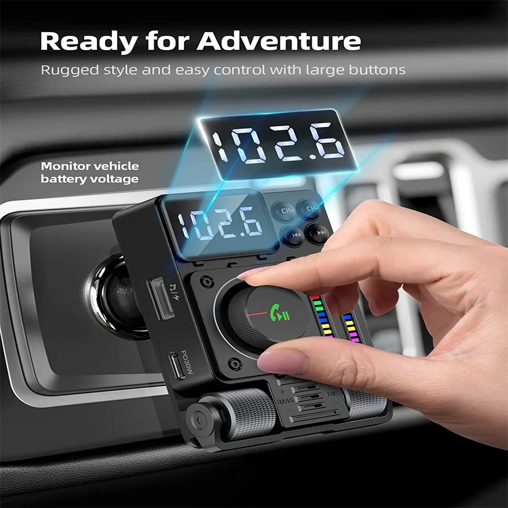 2023 Bluetooth 5.3 Car Wireless FM Transmitter Radio Adapter PD30W QC3.0 Fast Charging Car MP3 U Disk Music Player Accessories