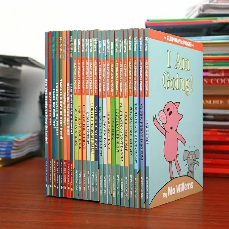 25 Books/Set Kawaii An Elephant and Piggies Book Interesting Story Children's Picture English Books Kids Learning Toys Libros