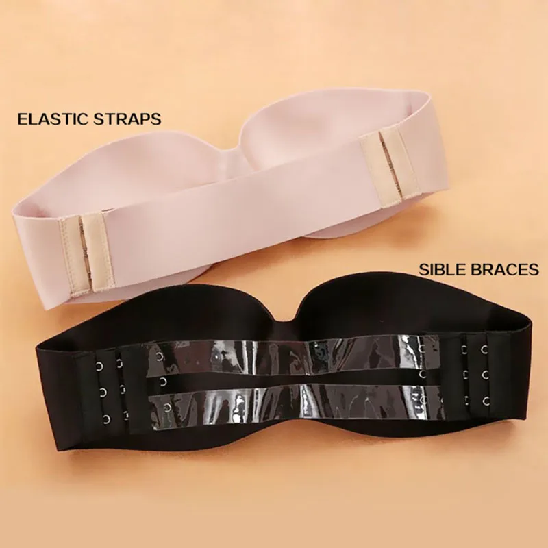 Women Sexy Strapless Bra Invisible Push Up Backless Wedding Bras Underwear Transparent Straps Open Back Bralette Thick Lingerie