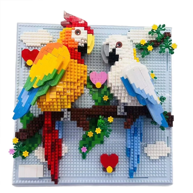 

Creative Wall Art Frame Painting Featuring Sharks Eagles Parrots DIY 3D Micro Animal Particle Building Block Toy For Adults Gift