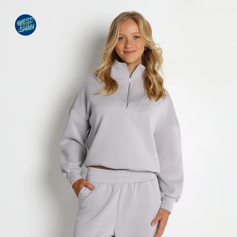 WESTSHAN Wysokiej Jakości Modny Zestaw Dresowy Dwuczęściowy: Bluza z Długim Rękawem i Rozpinanym Kołnierzem 1/4 oraz Spodnie Dresowe, Rozmiary EU/US