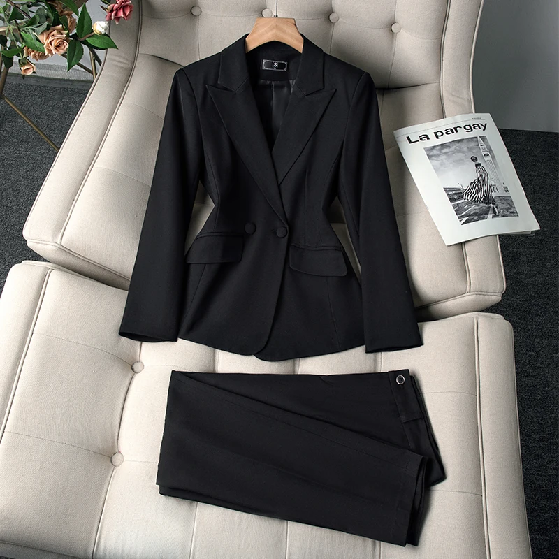 Green Pink Black Solid Women Pant Suit 2 Piece Set Office Ladies Female Business Work Wear Formal Blazer Jacket And Trouser