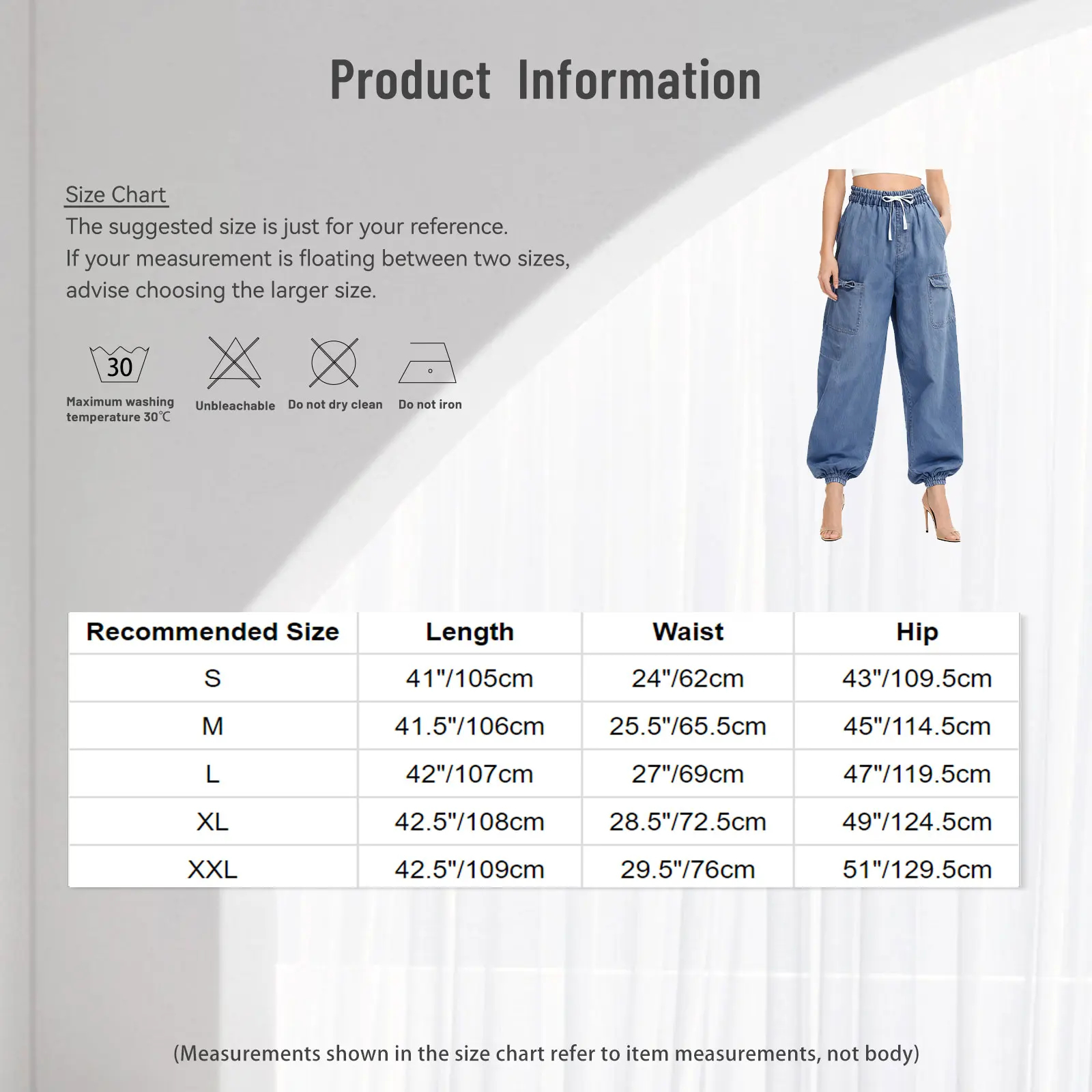 Calça jeans feminina elegante e folgada, vários bolsos, cintura elástica com cordão, calça jogger, calça longa jeans para uso diário casual