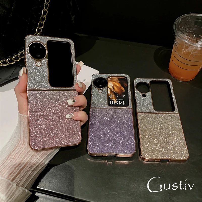 

Square Plating Phone Case For Oppo Find N 3 Flip Soft Cover Luxury Gradient Glitter Shockproof Coque Cases For Find N 2 Flip