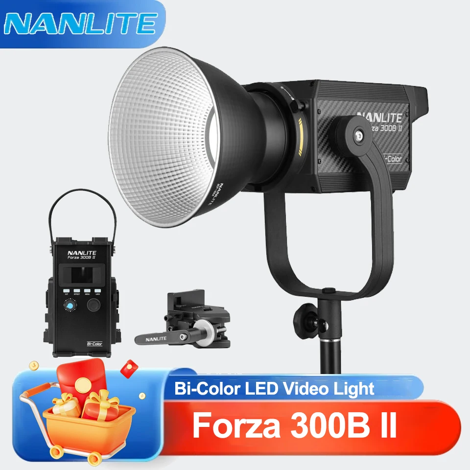 

Светодиодный видеосвет Nanlite Forza 300B II Bi-Color 300W 2700K-6500K с управлением через приложение для студийной и кино/телевизионной съемки