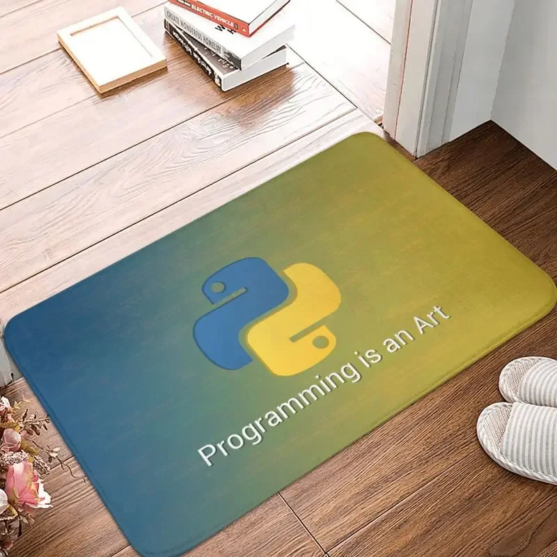 Programmer Computer Developer Python Front Door Floor Entrance Mat Indoor Programming Coder Kitchen Bath Doormat Carpet Rug