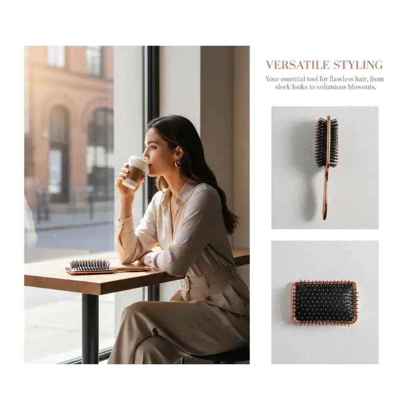 

Volumizing Cushion Comb For Women Electroplated Hair Brush Adds Smoothness And Shine For Daily Looks