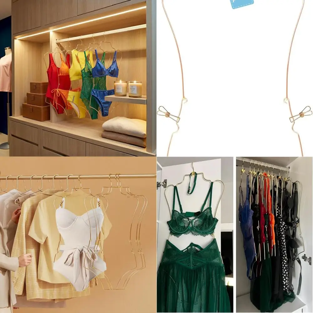 

Элегантные металлические вешалки для купальников, набор из 10 штук — стильная витрина для бикини и купальных костюмов золотого цвета