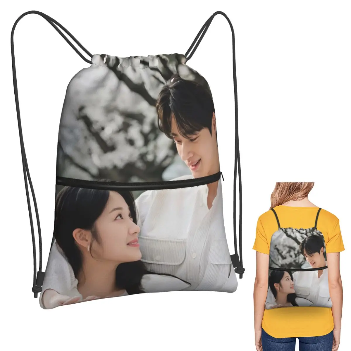 

Lovely Runner K-drama Byeon Woo Seok Backpacks Portable Drawstring Bags Sports Bag Book Bags for Travel Students