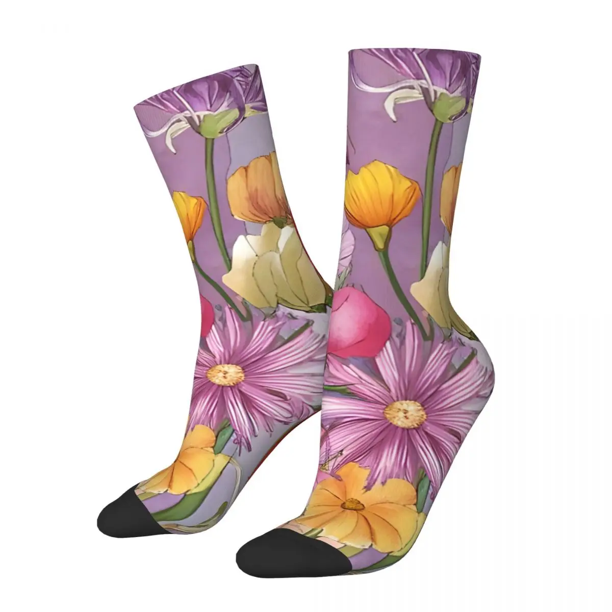 Crazy compression A Vibrant Illustration Of Flowers In Full Bloom. Sock for Men Harajuku Seamless Pattern Crew Sock Casual