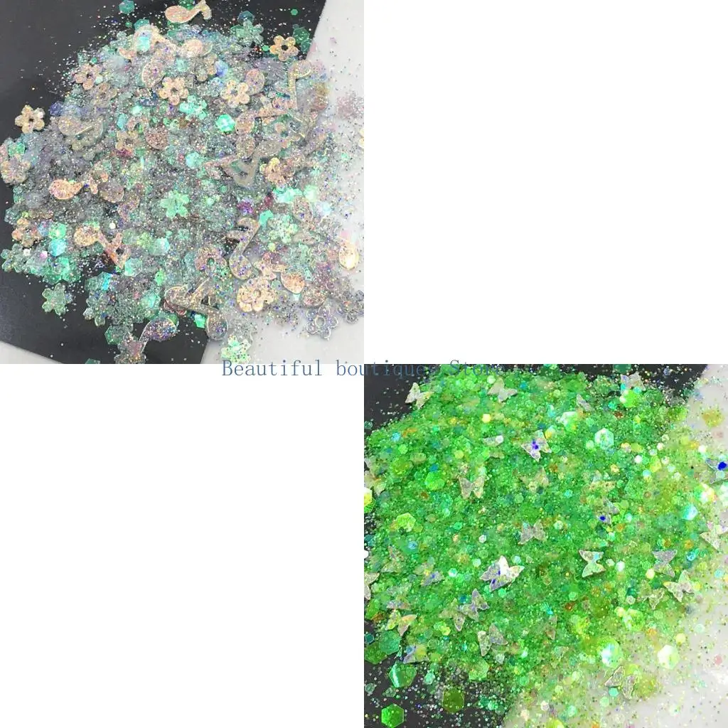 U4LF Sequins Filling Heart Star Mix Chunky Glitter DIY Sparkling Material