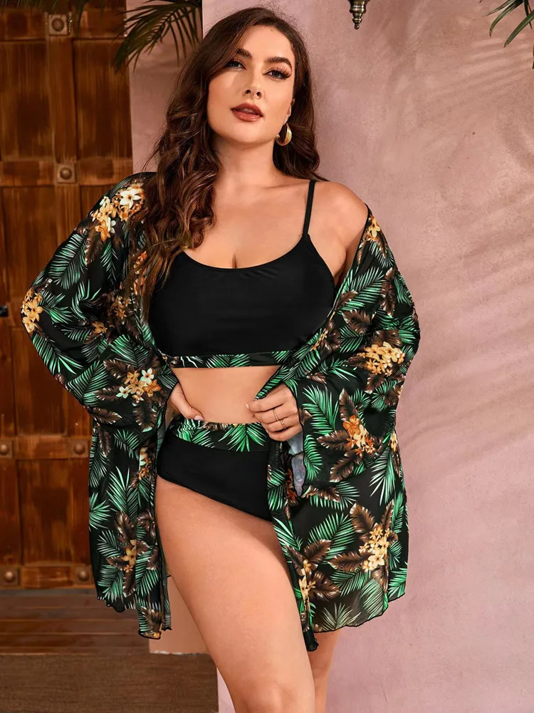 2024 Bikini Set Plus Size Swimwear Women Sexy Beach Cover Up 3-Piece Swimsuit Biquini Bath Suit Woman Swimming Suit Monokini