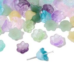 10-20pcs glass color gradient speaker, flower bell, orchid, flower bud DIY handmade hair accessories, earring accessories, mater