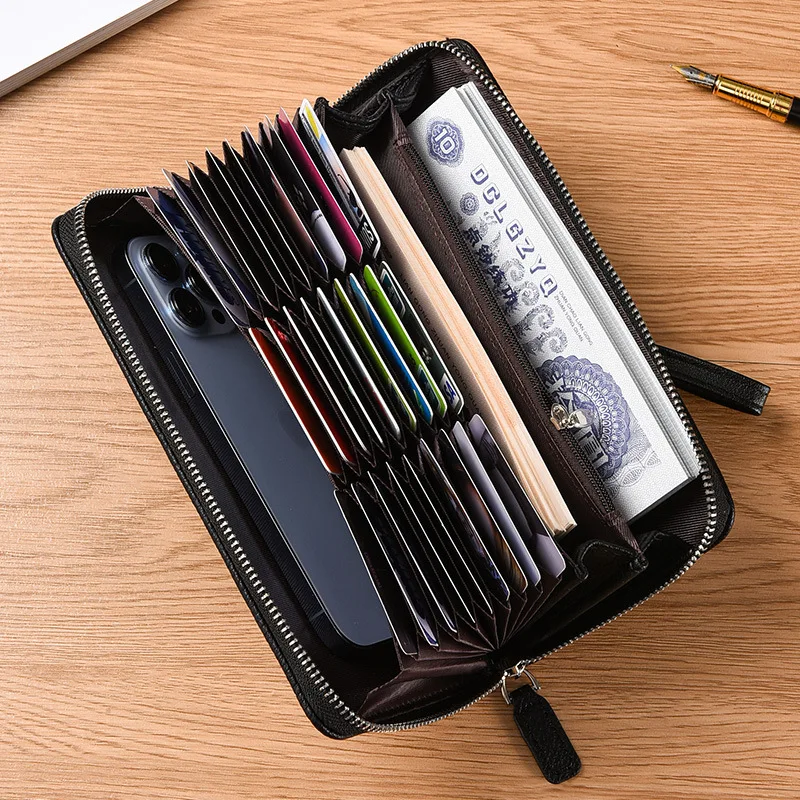 محافظ طويلة للرجال حامل هاتف PULeather محفظة حامل بطاقة الحد الأدنى الأعمال سعة كبيرة بطاقة بت الماركات الفاخرة 2025