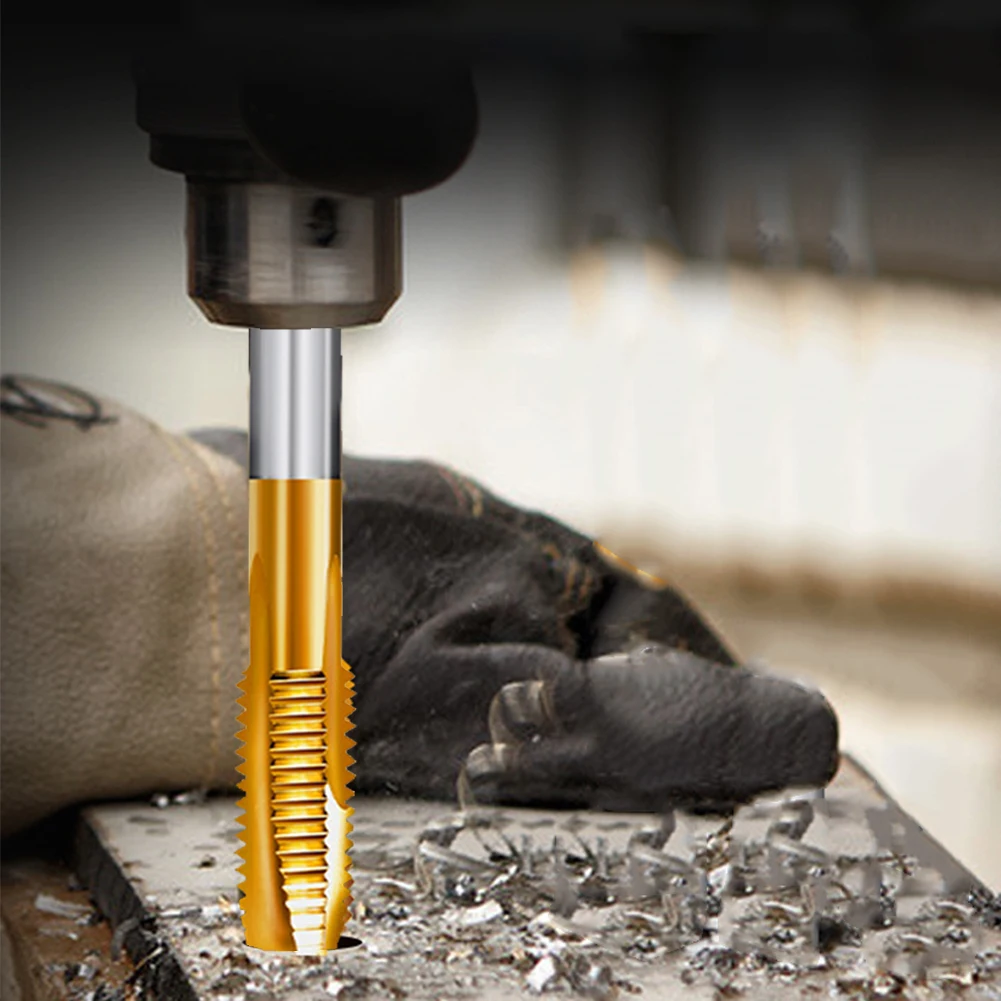 

2 PCS High Speed Steel Coated Thread Tap Drill Bits M2-Metric Straight Flute Thread Tap Hand Tools Furniture Machin