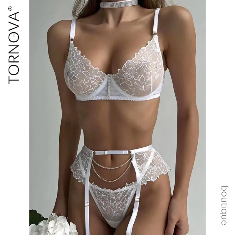 

Tornova Women's Pornographic Lingerie Set See-through Wearing a Lot of Women's Underwear Sekca Clothes G-row Whole Sexy Bhs Vs