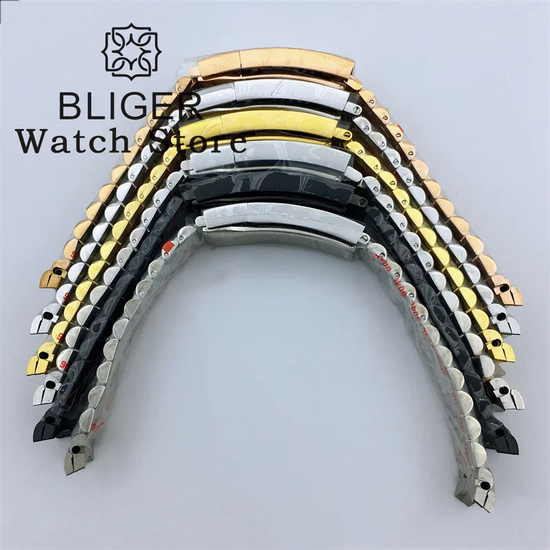 BLIGER 20mm 904L Steel Jubilee Middle Gold Two Tone Wrist Watch Strap Bracelet Solid Screw Links Curved End 904L bracelet