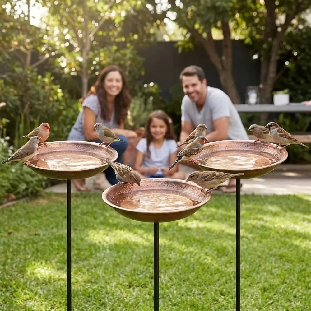 Iron Bird Water Drinker Wide Mouth Large Capacity Bird Feeding Station Rust-Resistant Bird Drinking Cup Outdoor Bird Bath