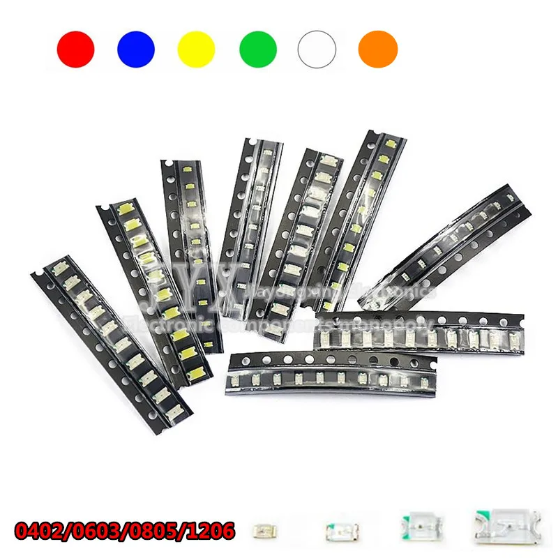 100pcs/lot  0603 0805 1206 3528 5050 5730 SMD LED  Red Yellow Green White Blue Orange  light  emitting diode