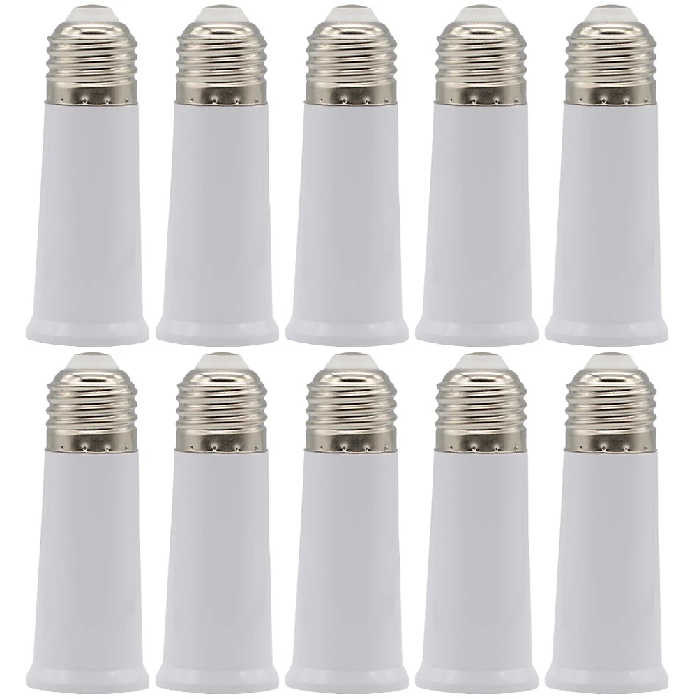 

10pcs E27 Bulb Socket Extender Flat Plastic Holder Light Bulb Extension Seat Plug for Kitchen Room Garage