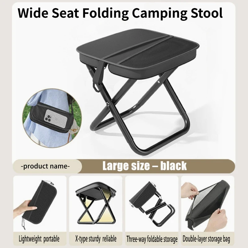 Portable Folding Camping Stool Loadbearing Lightweight Foldable Mini Chair  For Outdoor Fishing Hiking Picnic Queue Travel Rest
