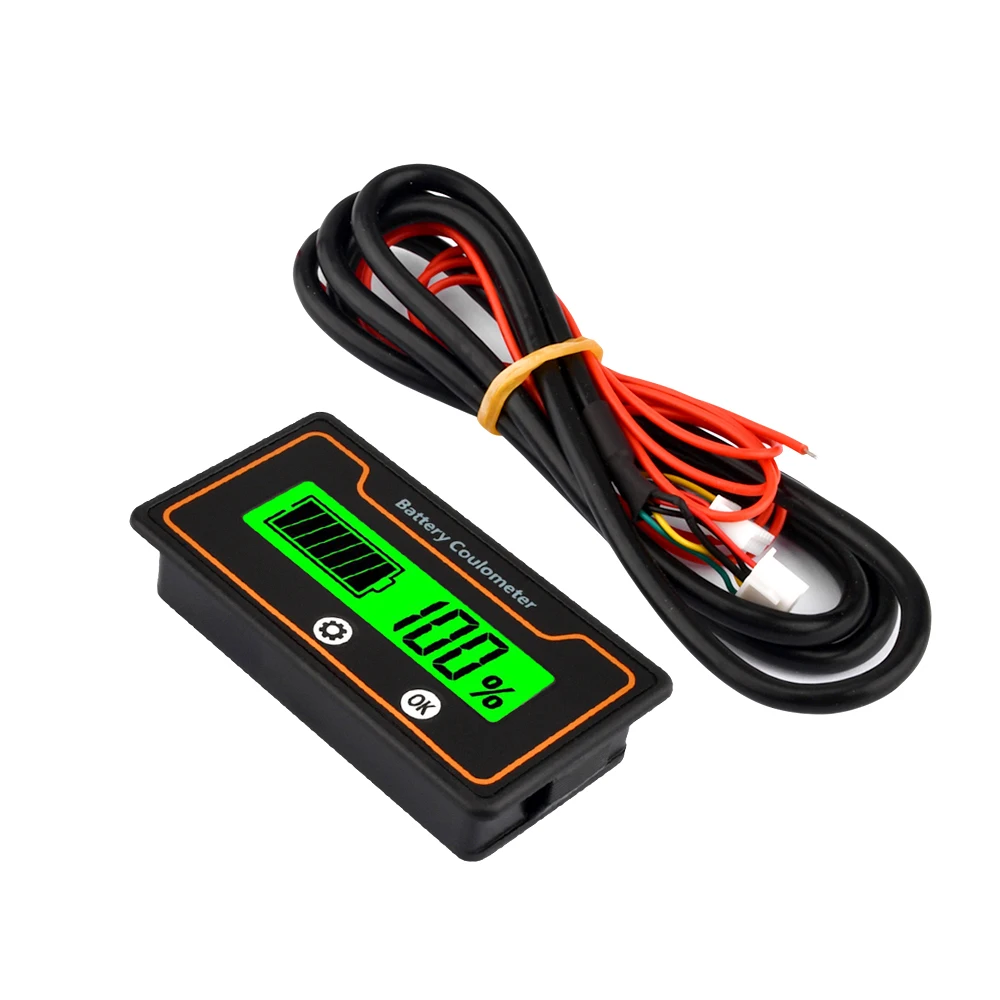 2 in 1 Battery Capacity Indicator 8V-120V Voltmeter Coulometer 12V 24V 36V 48V 60V Lead Acid Lithium LiFePO4 Display Meter