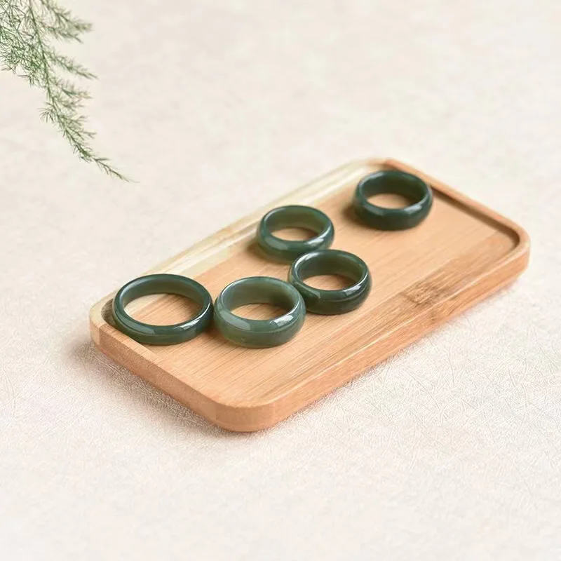 Hetian Jade Ring Men Women Healing Gemstone Fine Jewelry Genuine Natural Hotan Jades Nephrite Green Jade Rings Anillos Mujer view 5