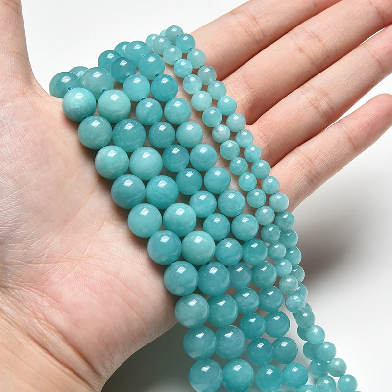 High Quality Faceted Aquamarine 6m 8m Natural AAA Amazonite beads Gemstone Round Loose Stone Rainbow Moonstone Beads