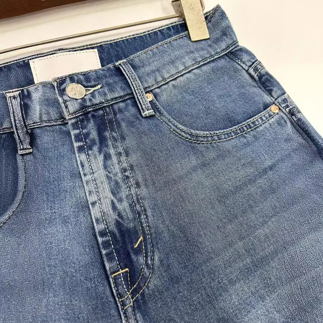 Pantalones vaqueros de pierna ancha para mujer, pantalones de mezclilla de pierna recta, mezcla de Tencel