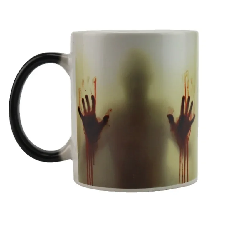 Ceramic Mug Handle American Cartoon Black Discoloration When Exposed To Heat Zombie Cup Coffee Mug Tea Water Ware Drinkware