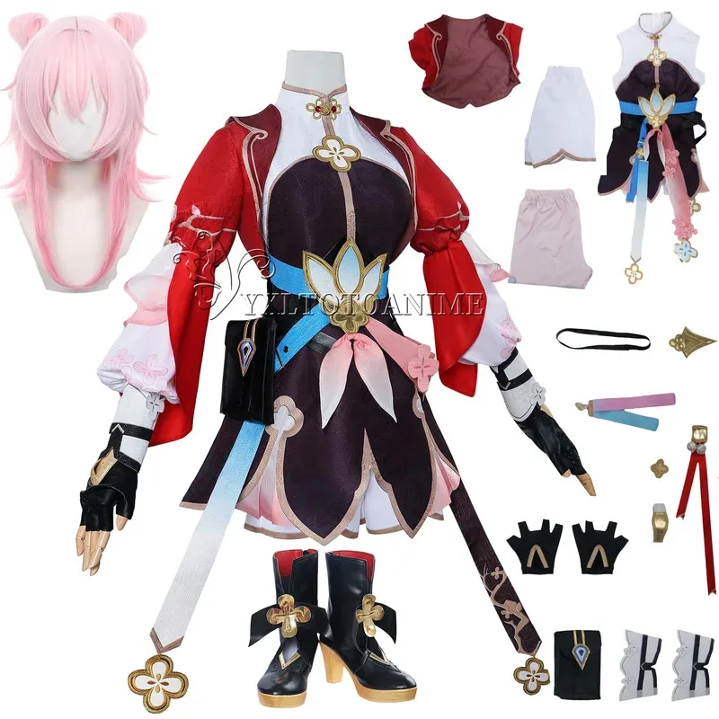 

in stock Honkai Star Rail March 7th Xian Zhou March 7th Cosplay Dress Outfit Uniform Wig Shoes Props MARHC 7TH COSPLAY