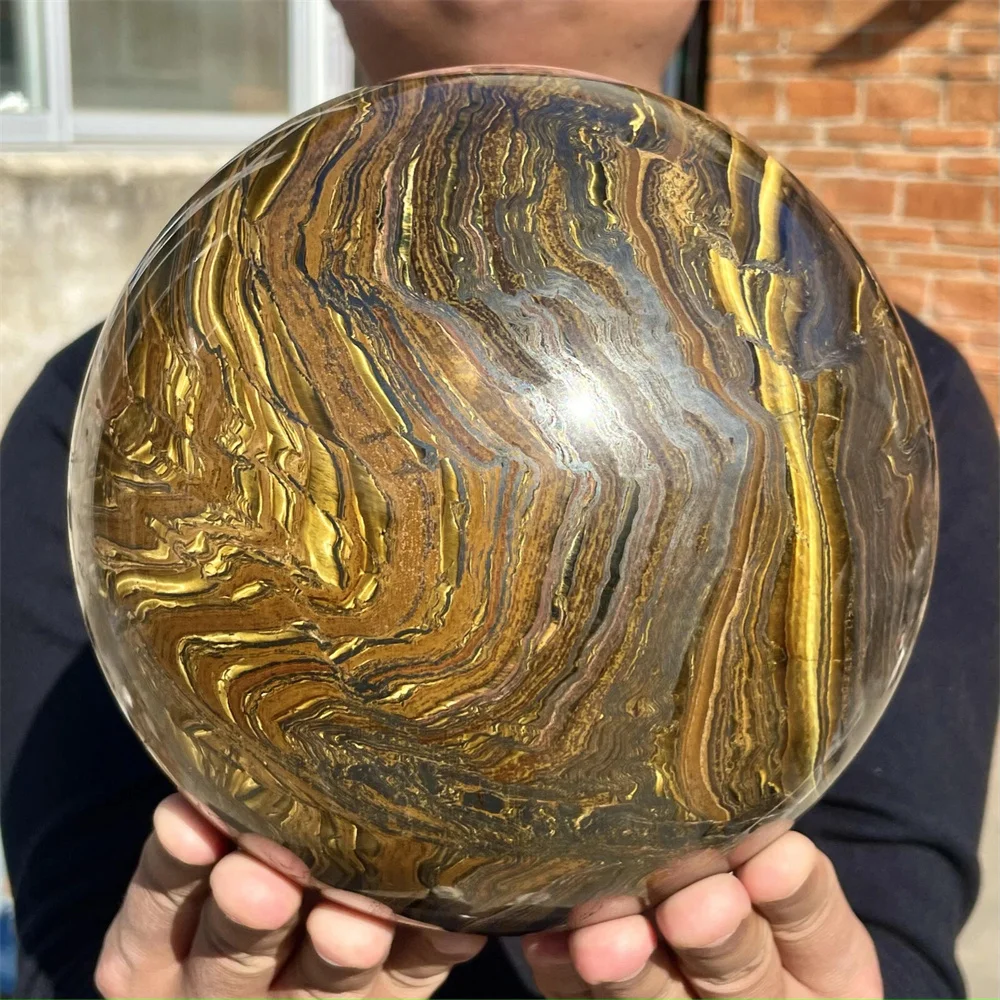 

Natural Tiger-Eye Quartz Crystal Sphere, Energy Gemstone, Spiritual Healing, Gift, Hand-Polished, Divination