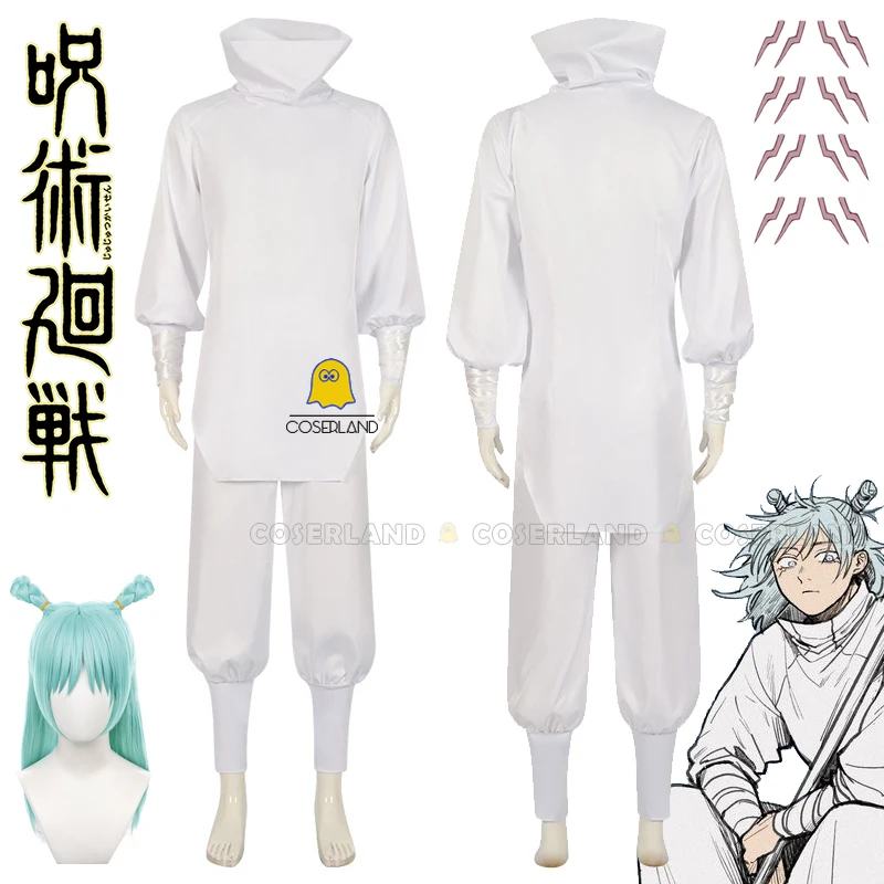 Hajime Kashimo Cosplay Costume Wig Anime Uniform The God of Lightning Cyan Hair Sticker Halloween Party Women Men