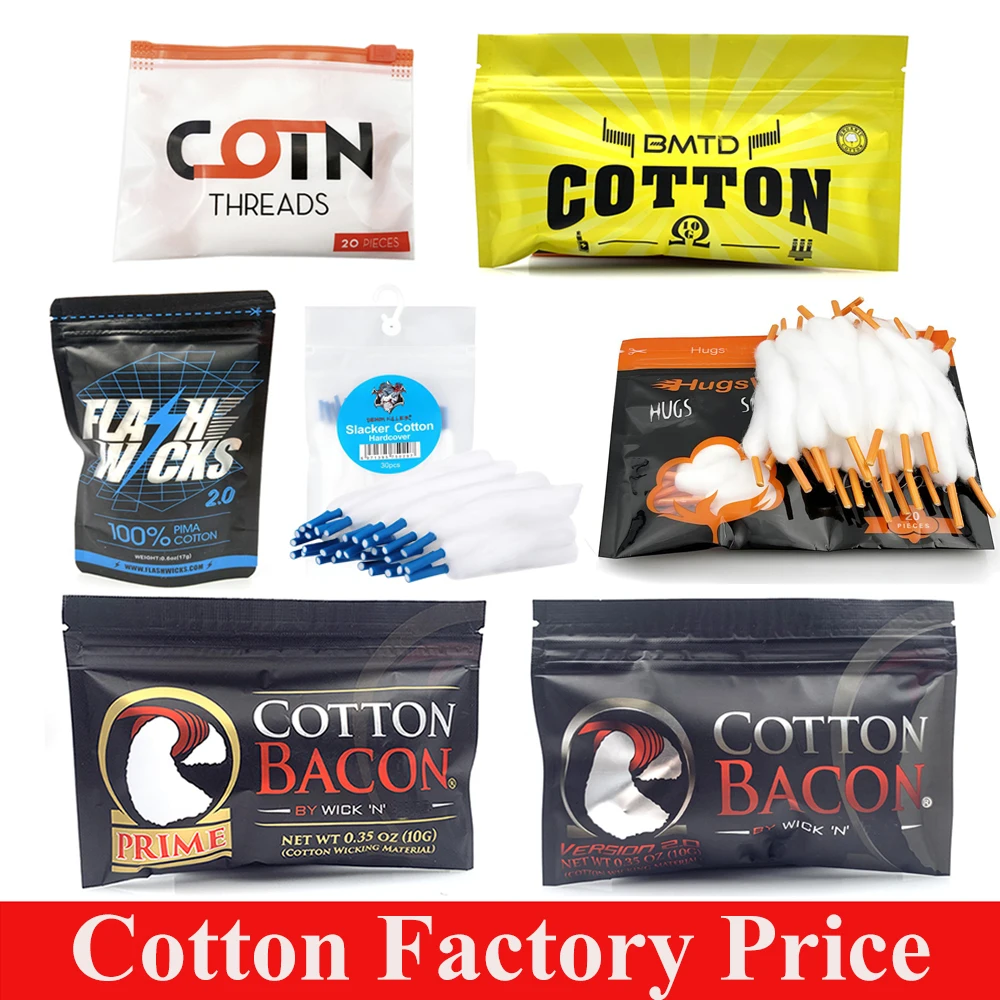 Cotton Bacon Prime Silver Gold Bacon Organic Prebuilt Cotton V2 for ZEUS BSKR Profile MTL DL Rebuild Mesh Coil DIY Wick