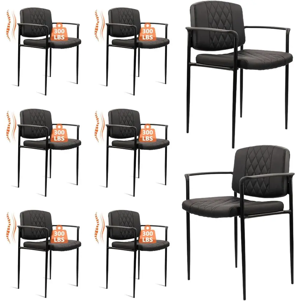 

Складной стул для зоны ожидания с подлокотниками, кожаные удобные стулья для приемных, стационарный офисный стул без колес для конференций