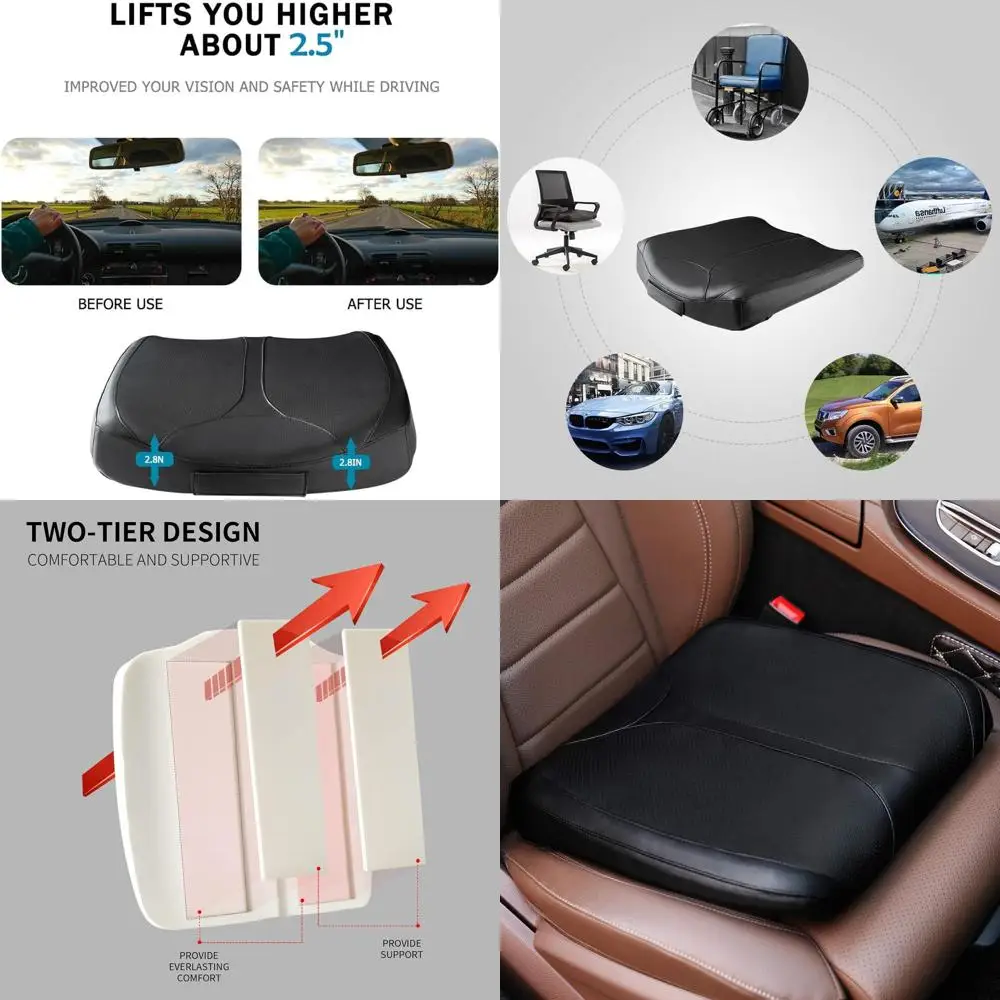 

Ergonomic Memory Foam Seat Cushion for Short Drivers, Relieves Coccyx and Lower Back Pain, Suitable for Cars, Trucks, SUVs, and
