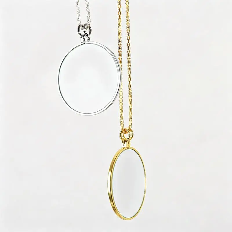 Exquisite Magnifying Glass Reading Glasses With Chain Portable Optical Jewelry Magnifier Pendant Neckglasses Gift