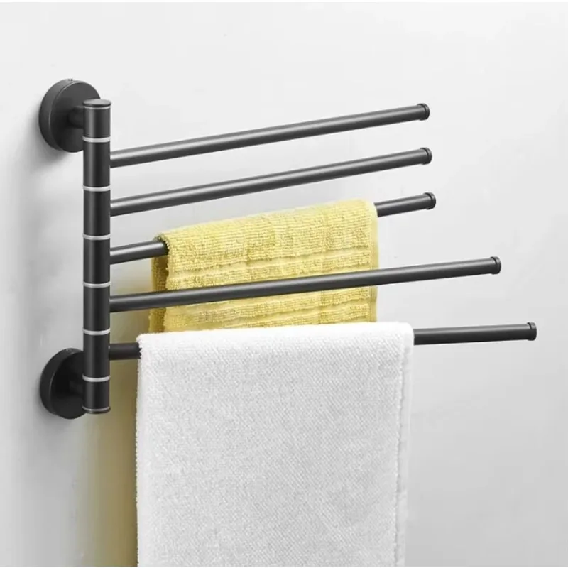 Vintage Style 4-Tier Revolve Towel Bar, Wall Mount Rotatable Bathroom Towel Holder Rack